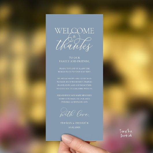 "Welcome and Thanks" Elegant Reception Guest Card Programm