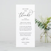 "Welcome and Thanks" Elegant Reception Guest Card Programm (Stehend Vorderseite)