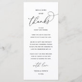 "Welcome and Thanks" Elegant Reception Guest Card Programm (Vorderseite)