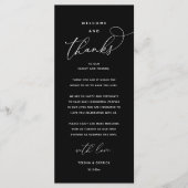 "Welcome and Thanks" Elegant Reception Guest Card Programm (Vorderseite)