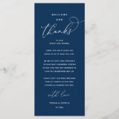 "Welcome and Thanks" Elegant Reception Guest Card Programm (Vorderseite)