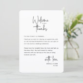 Welcome and Thanks, Place Setting Thank You Card Programm (Stehend Vorderseite)