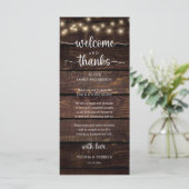"Welcome and Thanks" Rustic Reception Guest Card Programm (Stehend Vorderseite)