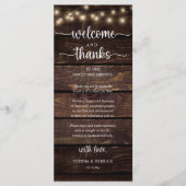"Welcome and Thanks" Rustic Reception Guest Card Programm (Vorderseite)
