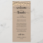 "Welcome and Thanks" Rustic Reception Guest Card Programm (Vorderseite)