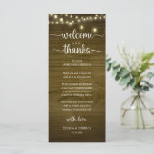 "Welcome and Thanks" Rustic Reception Guest Card Programm (Stehend Vorderseite)