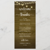 "Welcome and Thanks" Rustic Reception Guest Card Programm (Vorderseite)