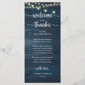 "Welcome and Thanks" Rustic Reception Guest Card Programm (Vorderseite)