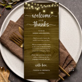 "Welcome and Thanks" Rustic Reception Guest Card Programm