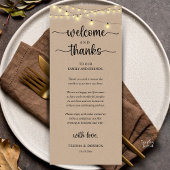 "Welcome and Thanks" Rustic Reception Guest Card Programm