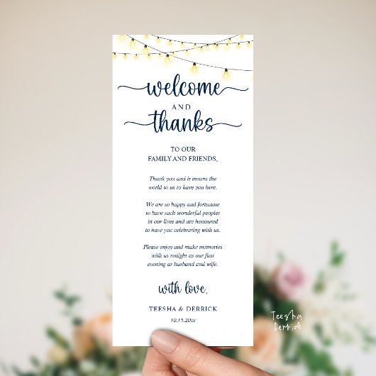 "Welcome and Thanks" Rustic Reception Guest Card Programm