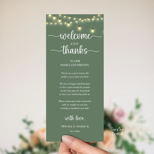 "Welcome and Thanks" Rustic Reception Guest Card Programm