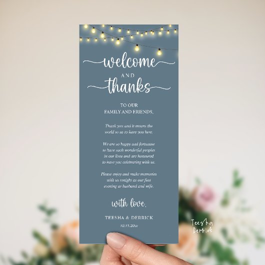 "Welcome and Thanks" Rustic Reception Guest Card Programm