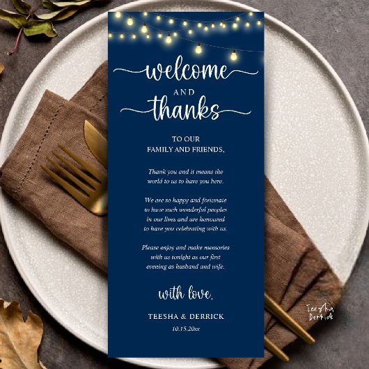 "Welcome and Thanks" Rustic Reception Guest Card Programm
