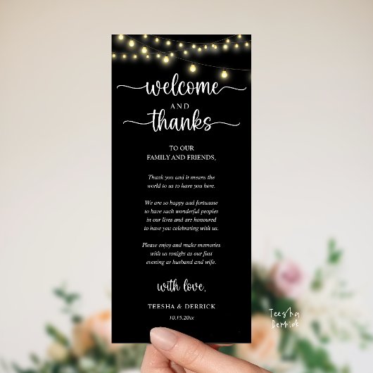 "Welcome and Thanks" Rustic Reception Guest Card Programm