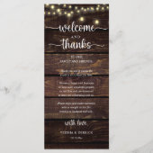 "Welcome and Thanks" Rustic Reception Guest Card Programm (Vorderseite)