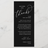 Welcome and Thanks, Wedding Dinner Thank You Card Programm (Vorderseite)