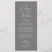 Welcome and Thanks, Wedding Dinner Thank You Card Programm (Vorderseite)
