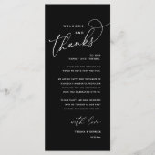 Welcome and Thanks, Wedding Dinner Thank You Card Programm (Vorderseite)