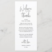 Welcome and Thanks, Wedding Dinner Thank You Card Programm (Vorderseite)