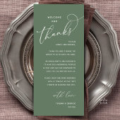 Welcome and Thanks, Wedding Dinner Thank You Card Programm