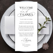 Welcome and Thanks, Wedding Dinner Thank You Card Programm