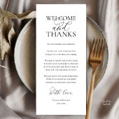 Welcome and Thanks Wedding Dinner Thank You Card Programm