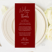 Welcome and Thanks, Wedding Dinner Thank You Card Programm