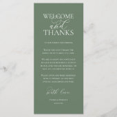 Welcome and Thanks Wedding Dinner Thank You Card Programm (Vorderseite)
