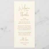 Welcome and Thanks, Wedding Dinner Thank You Card Programm (Vorderseite)