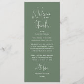 Welcome and Thanks, Wedding Dinner Thank You Card Programm (Vorderseite)