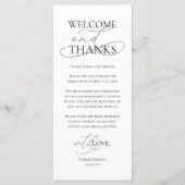 Welcome and Thanks, Wedding Dinner Thank You Card Programm (Vorderseite)