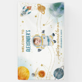 Welcome Around the Sun Space Photo First Birthday Banner (Vertikal)