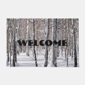 Welcome Aspens Trunks Snow Blend Foto Fußmatte (Vorderseite)