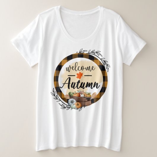 Welcome Autumn Pumpkin Vintag Große Größe T-Shirt (Design vorne)