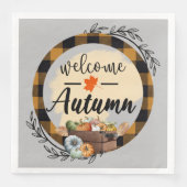 Welcome Autumn Pumpkin Vintag Serviette (Vorderseite)