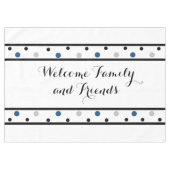 Welcome Azure Blue Silver Black Polka Dots Tischdecke (Vorderseite (Horizontal))