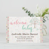 Welcome Baby Announcement Pastel Tree Custom Foto Ankündigung (Stehend Vorderseite)