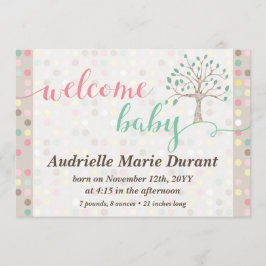 Welcome Baby Announcement Pastel Tree Custom Foto Ankündigung