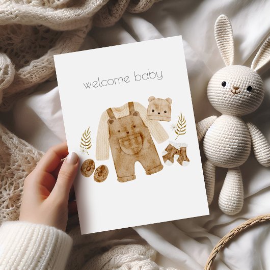 Welcome Baby Bear Boho Glückwunschkarte Karte