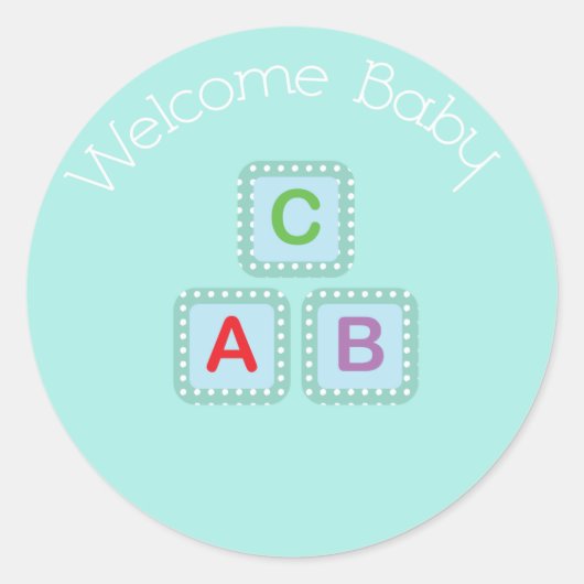 Welcome Baby Blue Blocks Aufkleber (Vorderseite)