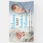 Welcome Baby Boy Ankündigung 2 Foto Banner (Vertikal)