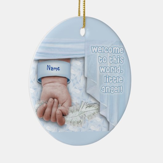 Welcome Baby Boy (anpassbar) Keramik Ornament (Rechts)