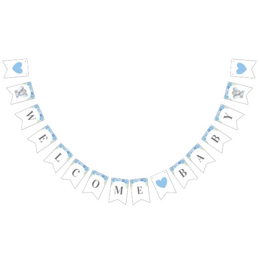 Welcome Baby Boy Blue Elephant Dusche Sprinkle Wimpelkette (Alle)