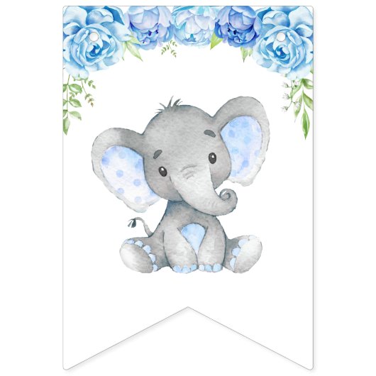 Welcome Baby Boy Blue Elephant Dusche Sprinkle Wimpelkette (Zweite Fahne)