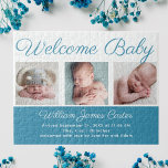 Welcome Baby Boy Blue Niedlich Neugeborenes Foto G Puzzle<br><div class="desc">Willkommen,  Baby. Ein klassisches Baby Foto-Geburt-Ankündigung Puzzle in zerulenblau mit wunderschöner kursiver Typografie über Ihrem süßen Neugeborenen Fotocollage.</div>