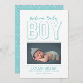 Welcome Baby Boy | Geburtsankündigung Ankündigung (Vorne/Hinten)