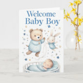 Welcome Baby Boy Karte (Gelbe Blume)