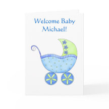Welcome Baby Boy Name Personalisiert Blue Buggy