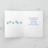 Welcome Baby Boy Name Personalisiert Blue Buggy Karte (Innenseite)